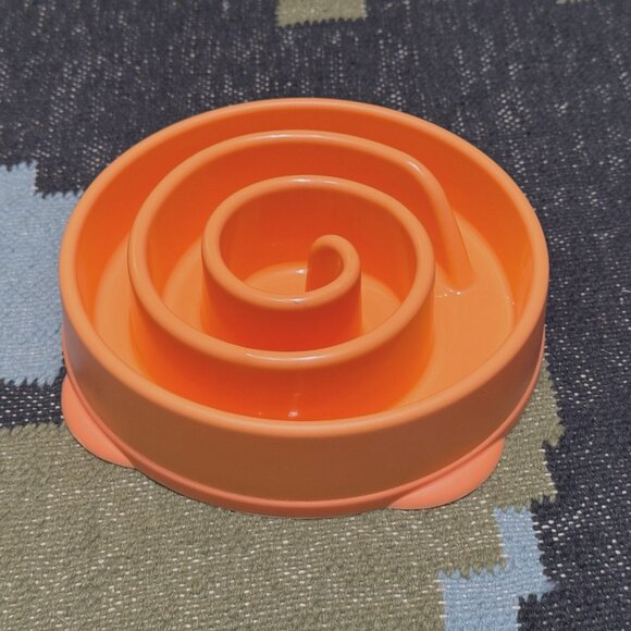 Outward Hound Slo (Slow) Fun Feeder Dog Bowl, Set of 2 Medium Turquoise/Orange - Picture 6 of 13